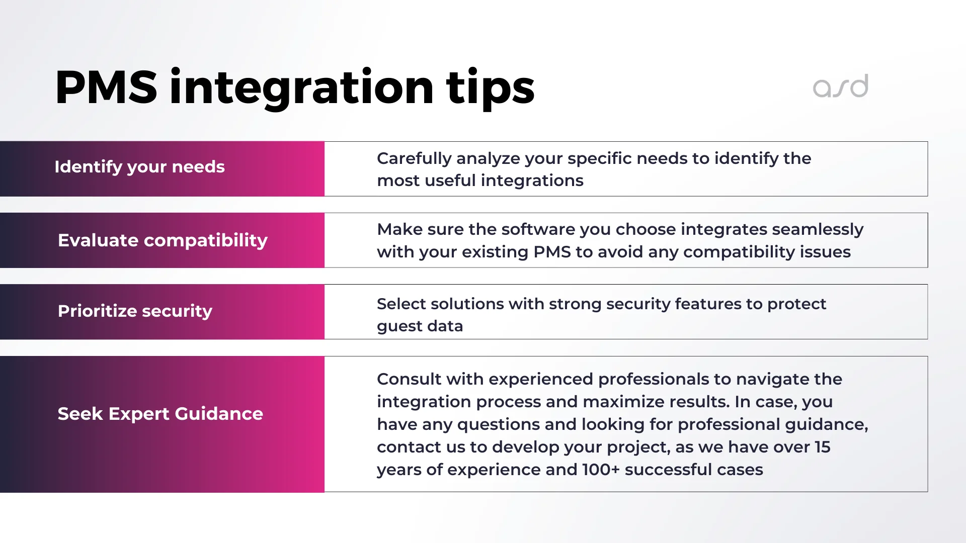 PMS integration tips (ASD Team)
