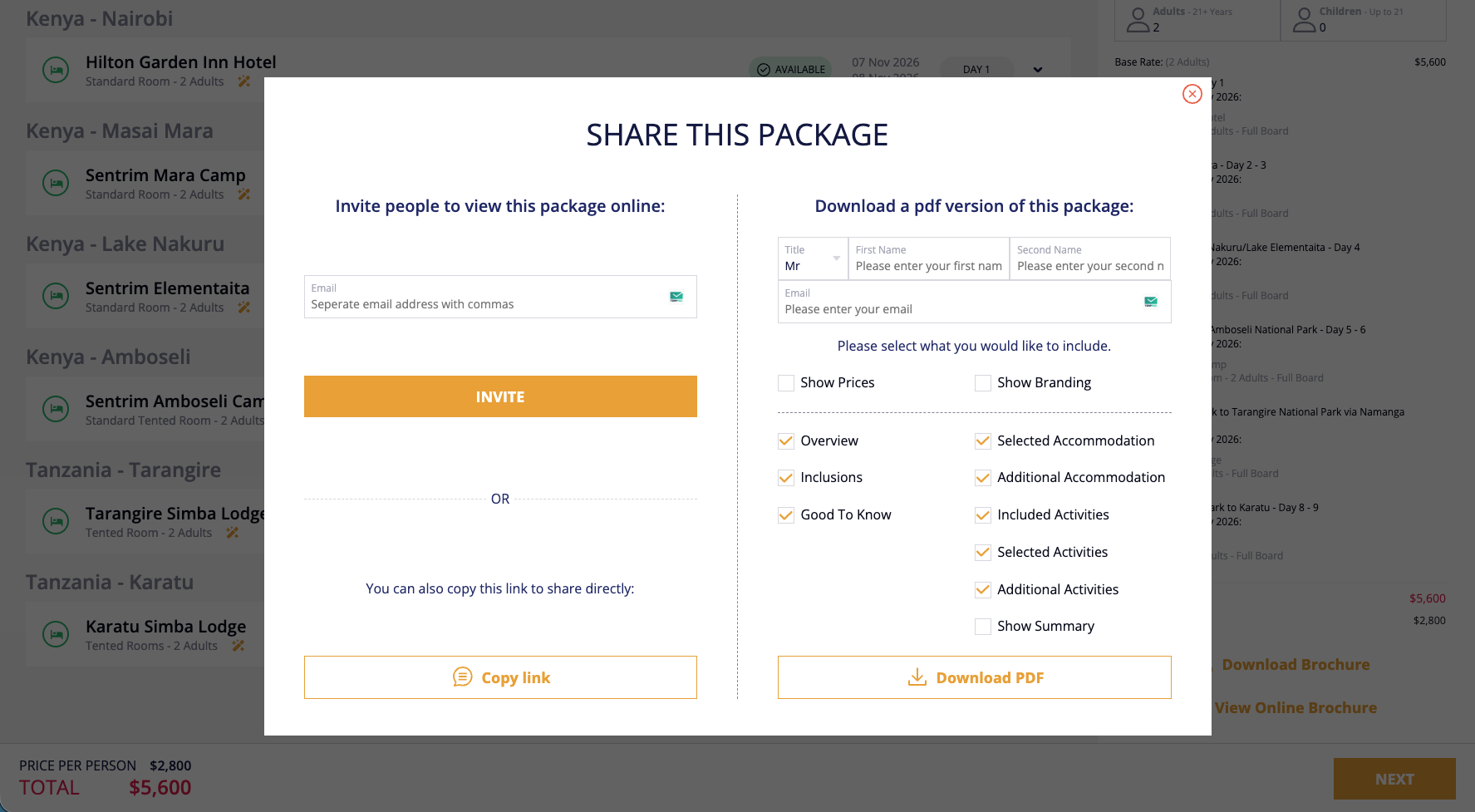 Travel Booking Software: Brochure page