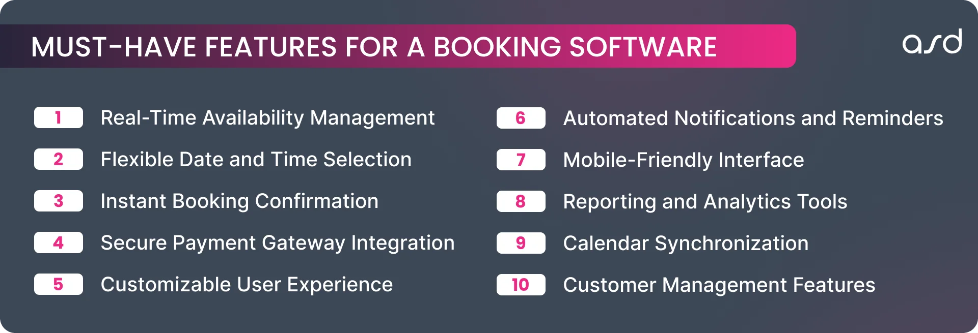 Must-have features for an Online Booking Software