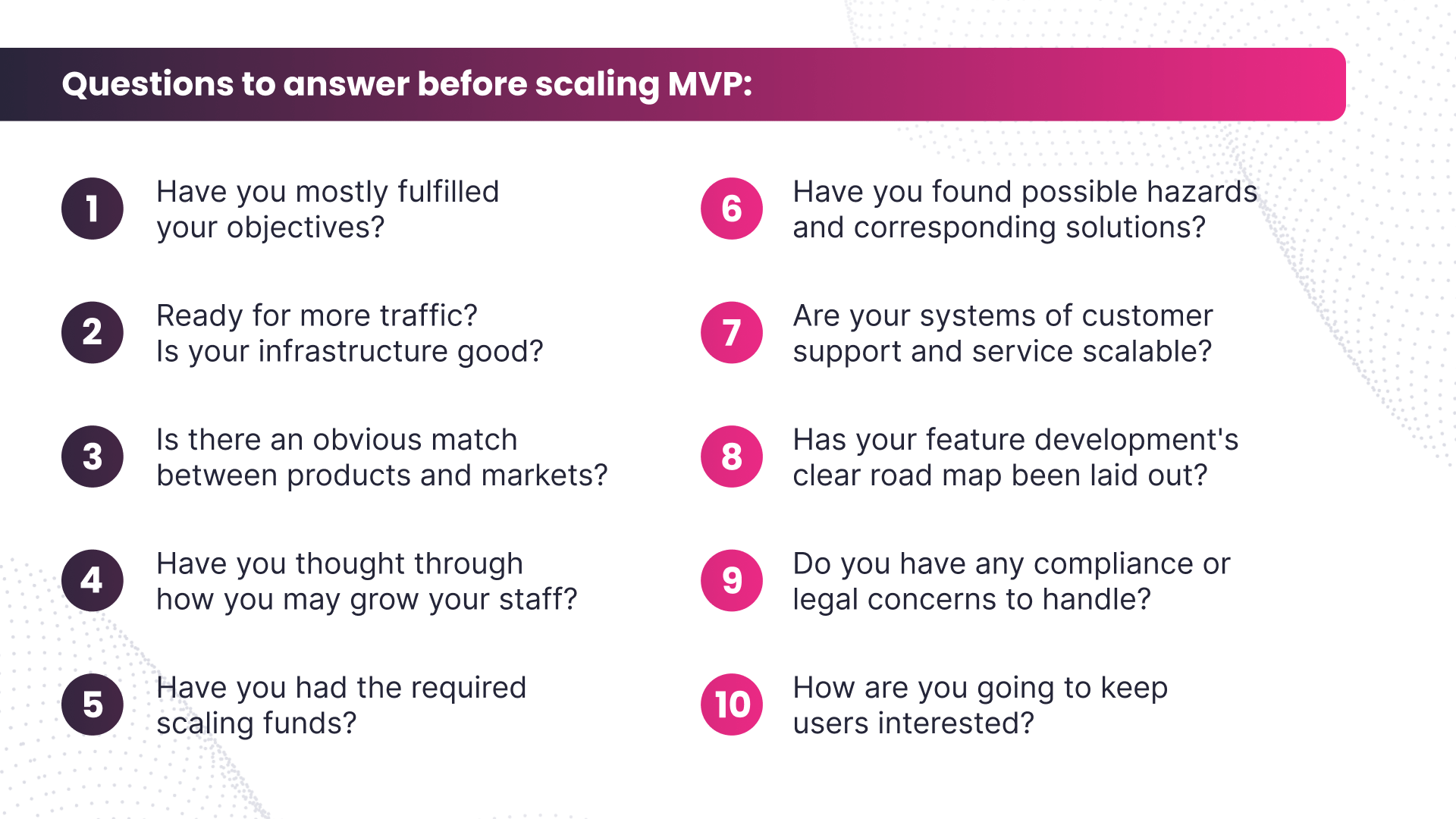 Questions to answer before scaling MVP