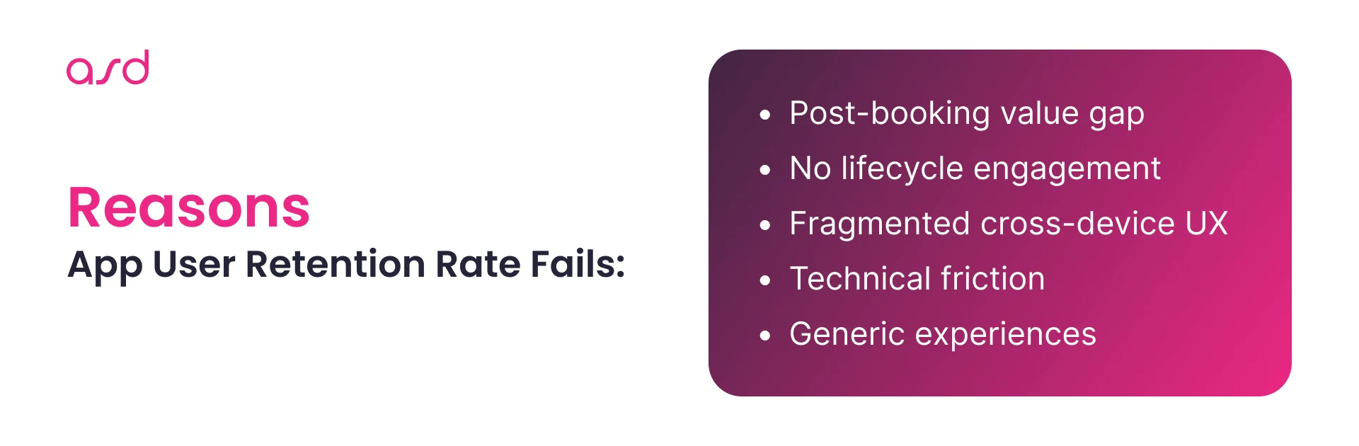 Reasons app user retention rate fails
