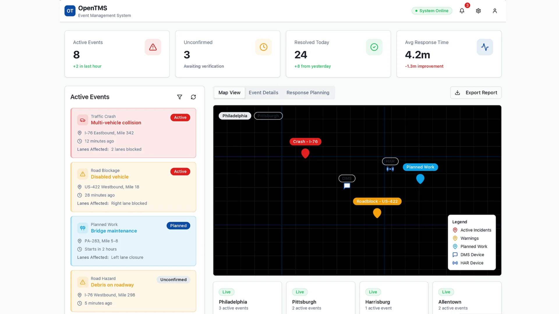 Real-time transportation system